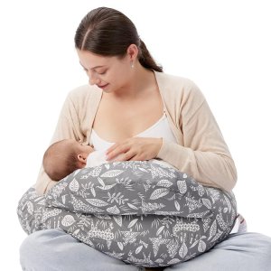 Momcozy Original Nursing Pillow, Ergonomic Breastfeeding Pillows with Security Fence for Baby, Adjustable Waist Strap and Removable Cotton Cover, Gazelle